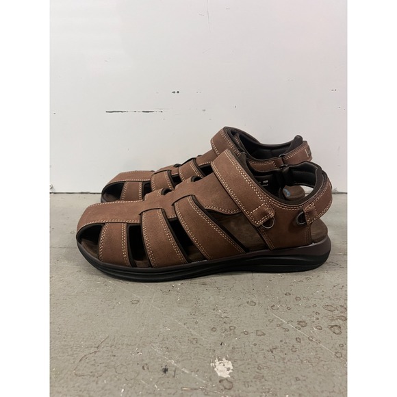 Dockers Byrd Outdoor Sport Fisherman Sandal Men's Dark Tan Leather Shoes - 14W - Picture 3 of 9